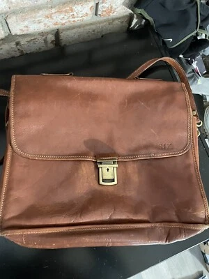 Vintage Floto Italian Leather Briefcase Messenger Laptop Bag - Read For Flaw - Image 1 of 4