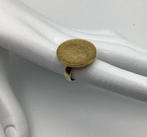 Milor 14k Gold Band W/ Italian Lira Coin Size 4.5 - Picture 1 of 8