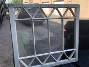 Vintage c1900 Mission Tudor Fensterrahmen Flügel Rautenmuster 32” B x 29” H 1,5” - Bild 1 von 12