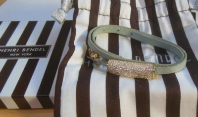 Collar Gargantilla Henri Bendel Cristal Azul Cuero Hebilla 15.5" Largo Foto 1 de 4