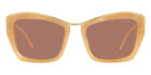 Miu Miu Mu 02Ys Sunglasses Beige Dark Brown Cat Eye 55Mm New 100% Authentic