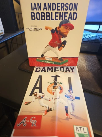 New Ian Anderson Braves Bobblehead SGA With Game Day Program Cover