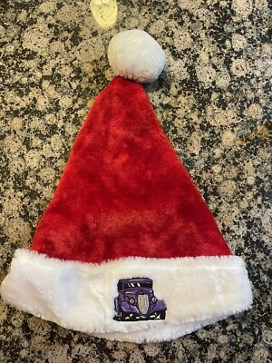 Christmas Santa Hat Holiday Adults Unisex  Hot Rod Hotrod Purple Car - Image 1 of 2