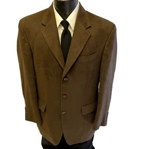 Chaps Ralph Lauren Men Brown Sport Coat ULTRA SUEDE Jacket MICROFIBER Blazer 42 - Picture 1 of 7