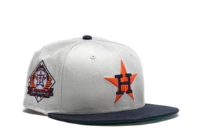 Exclusive New Era Houston Astros 25th Anniversary Patch Stone Navy Orange 7 7/8 - Picture 1 of 5