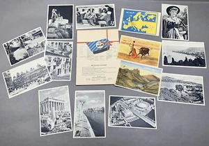 KLM Royal Dutch Airlines Map 1950 Advertising Postcards Travel Folder - Picture 1 of 13