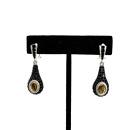 Judith Ripka Sterling Silver Black Onyx and Citrine Pierced Leverback Earrings