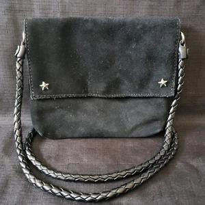 American Eagle Outfitters Faux Suade Leather Star Studded Crossbody Bag Black - Picture 1 of 18