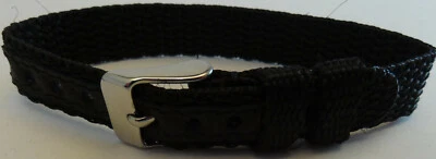 Nuevo Easy Pass Thru Damas UNA PIEZA 12mm Correa de Reloj Negro Tono Plata Hebilla Foto 1 de 4