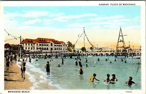 HABANA, KUBA - PLAYA DE MARIANAO - BELEBTER STRAND - ALTE POSTKARTE - Bild 1 von 2