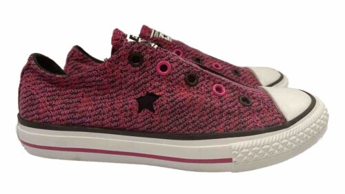 SCARPE DA GINNASTICA CONVERSE ONE STAR RAGAZZA TAGLIA 2 ROSA NERO BIANCO SENZA LACCI