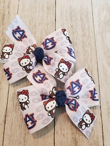Set of Two Auburn Hair Bows Auburn Bows Auburn Tigers Bows - Picture 1 of 1