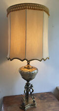 Vintage Hollywood Regency Lamp MCM Very Large 42" Brass Glass Metal Filagree