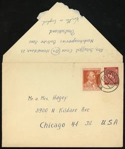 Germany British Zone Iserlohn Cover 84pf Postage to USA Chicago 1947 Europe - Picture 1 of 1