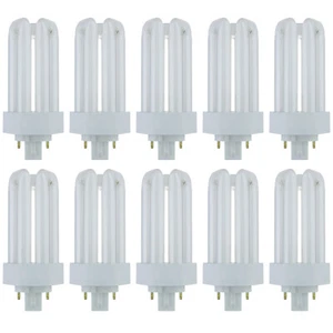 10Pack Triple U-Shaped CFL Tube Lamp, 4100K, PLT 4-Pin, 18W, GX24q2, 1200LM - Picture 1 of 1