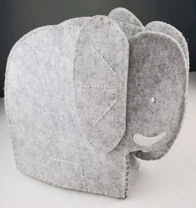 Elephant Felt Gray Bin 10x10x7 Inch Storage Toy Organization Container Basket - Picture 1 of 12