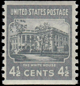 US Stamp #844 - 1939 4½¢ White House, Presidential Issue, EzGrade™ G/VG, DOG, OG - Picture 1 of 3