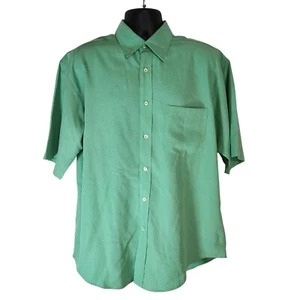 Bugatchi Uomo Green Modal Rayon Blend Short Sleeve Button Up Shirt Mens L - Picture 1 of 8