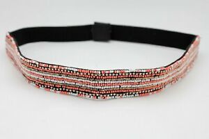 Women Black Elastic Hip High Waist Boho Fashion Narrow Belt Chic Beads Size S M