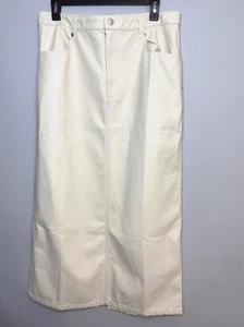 NWT Free People Faux Leather Maxi Skirt Size 12 Ivory Cream Slit in Back - Picture 1 of 9