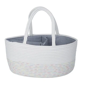 Woven Cotton Baby Nappy Household Rope Caddy Organiser Nappy Basket Storage 38cm - Picture 1 of 5