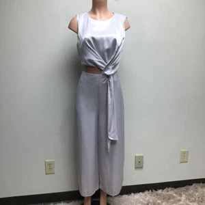 Topshop Womens Jumpsuit Purple Twist Front Cutout Capri Sleeveless Satin 10 New - Picture 1 of 10