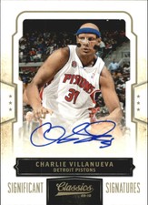 2009-10 Classics Significant Signatures Gold Pistons Card #44 Charlie Villanueva