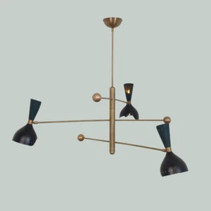 Italian Style Three Arms Brass sputnik Chandelier Raw Brass Ceiling Pendant Ligh - Picture 1 of 5