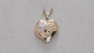 Pre-Loved 9carat 9k Yellow & White Gold 'I Love You' Heart Locket 1gram - Picture 1 of 6