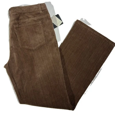 LIZ CLAIBORNE 灯芯绒裤子尺寸 12 巧克力棕色弹力直宽新品 — 第 1/4 张图片