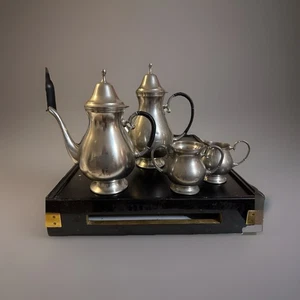 Vintage Gero Zinn Kaffee Tee Service Set 4tlg Holland echt Zinn verpackt - Bild 1 von 11