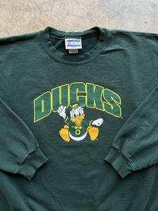Vintage 90’s University of Oregon Ducks Disney Donald Duck Green Sweatshirt XL - Picture 1 of 9