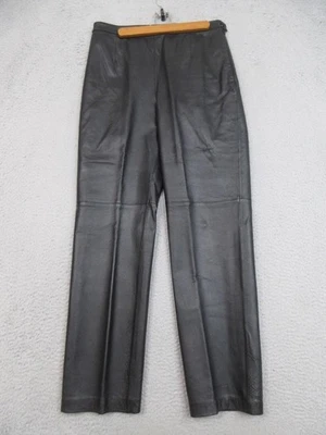 Clio Leather Pants Womens 12 Black Straight Leg Lined Zip Button Dress - Image 1 of 4