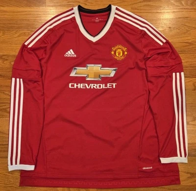 Adidas Manchester United 2015-16 Home Long Sleeve Jersey XXL Chevrolet Red - Image 1 of 4