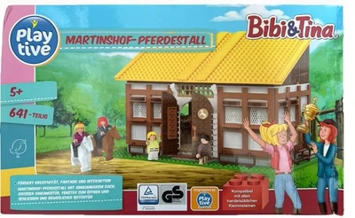 Playtive Bibi& Tina Martinshof Pferdestall Klemmbaustein Konstruktion 641-teilig