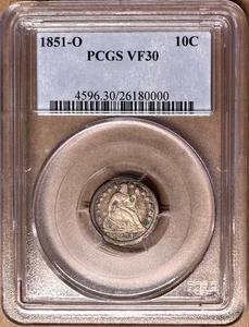 1851-O PCGS VF30 Liberty Seated Dime 10c - New Orleans Mint - Picture 1 of 2