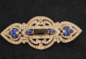 Bellissima spilla stile art deco strass blu e bianchi 3" con angelo, Thailandia - Foto 1 di 5