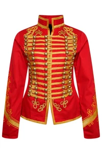 NUEVO CON ETIQUETAS Chaqueta Ro Rox Mujeres Adam Luxe Militar Baterista Rojo Desfile Talla L - Imagen 1 de 5