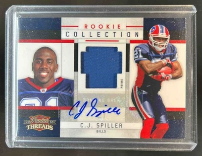 2010 Threads C.J. Spiller Rookie Collection Materials Patch Auto Prime RC #3/15 - Image 1 of 2