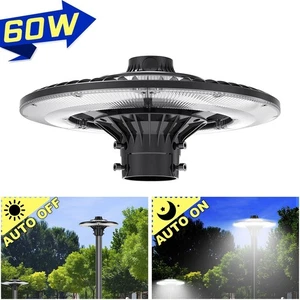60W LED Post Top Light Outdoor Street Area Circular Pole Fixture With Photocell - Picture 1 of 12