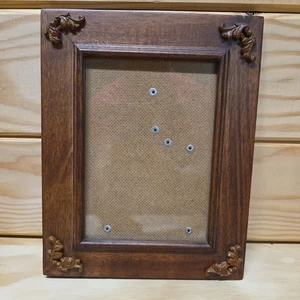 Vintage Wood Picture Frame With Hand Carved Relief At Corners 5 X 7 Photo - Picture 1 of 8