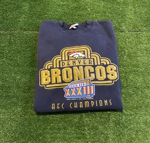 Vintage Denver Broncos sweatshirt mens extra large blue Lee Sport Super Bowl RK - Picture 1 of 10