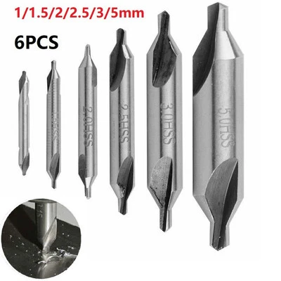 6pc HSS Combined Center Drill Countersink Bit Mill Tackle Tool 5/3/2.5/2/1.5/1mm - Image 1 of 4