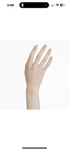 Swarovski Matrix Tennis Bracelet Crystal pearl, Round cut, Rhodium, 5689633 New - Picture 1 of 4
