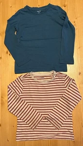2 Langarmshirts impidimpi türkis weiß rot Größe 98 / 104 - Bild 1 von 6