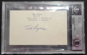 TED LYONS BAS AUTHENTICATED BGS AUTHENTIC AUTO CHICAGO WHITE SOX HOF GESTORBEN 1986 - Bild 1 von 2