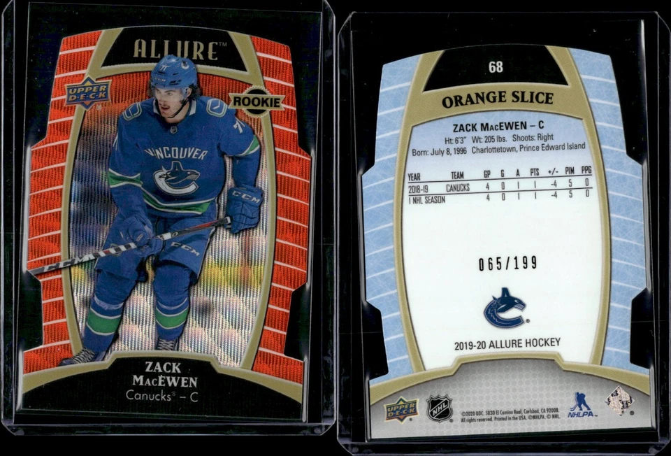 2019-20 Upper Deck Allure Orange Slice Rookie #68 Zack MacEwen /199 - Image 1 of 1