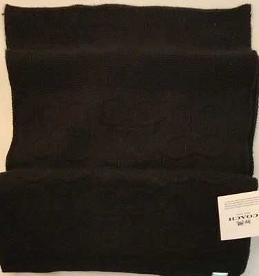 COACH F32711 EMBOSSED SIGNATURE KNIT SCARF BLACK NWT - Image 1 of 4