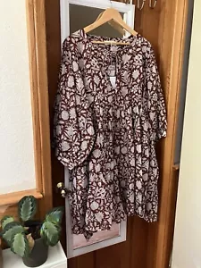 NWT 2XL Daughters of India Kyra Mini Dress blockprint wine XXL cotton SOLD OUT - Picture 1 of 10