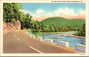 Auf der WEST RIVER ROAD Brattleboro, Vermont VT Leinen Postkarte - Bild 1 von 2